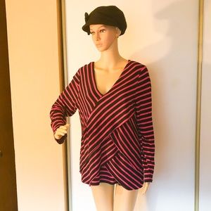 Hot pink and black striped long sleeve top. XL